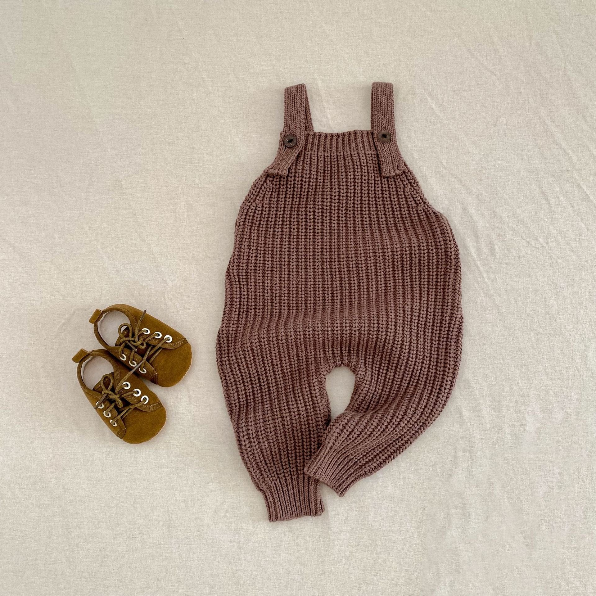 サロペットパンツ・サスペンダーパンツ リブ編みニットサロペットパンツロンパース【mh0010840】