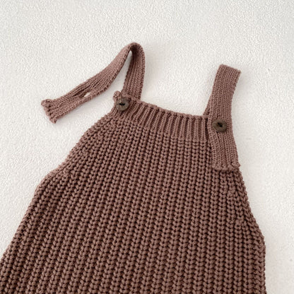 サロペットパンツ・サスペンダーパンツ リブ編みニットサロペットパンツロンパース【mh0010840】