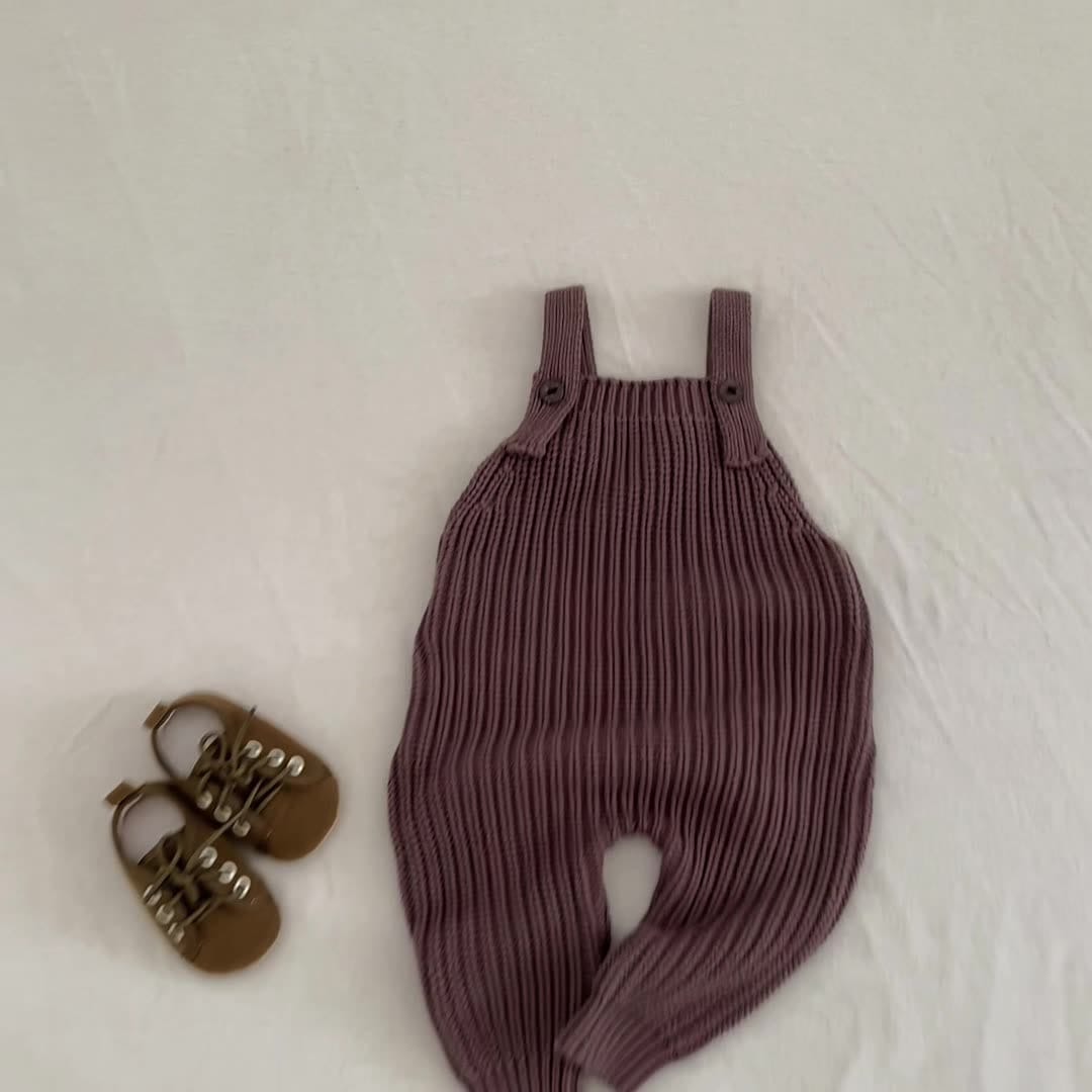 サロペットパンツ・サスペンダーパンツ リブ編みニットサロペットパンツロンパース【mh0010840】