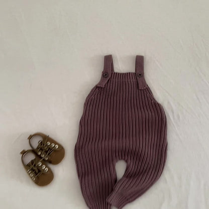 サロペットパンツ・サスペンダーパンツ リブ編みニットサロペットパンツロンパース【mh0010840】