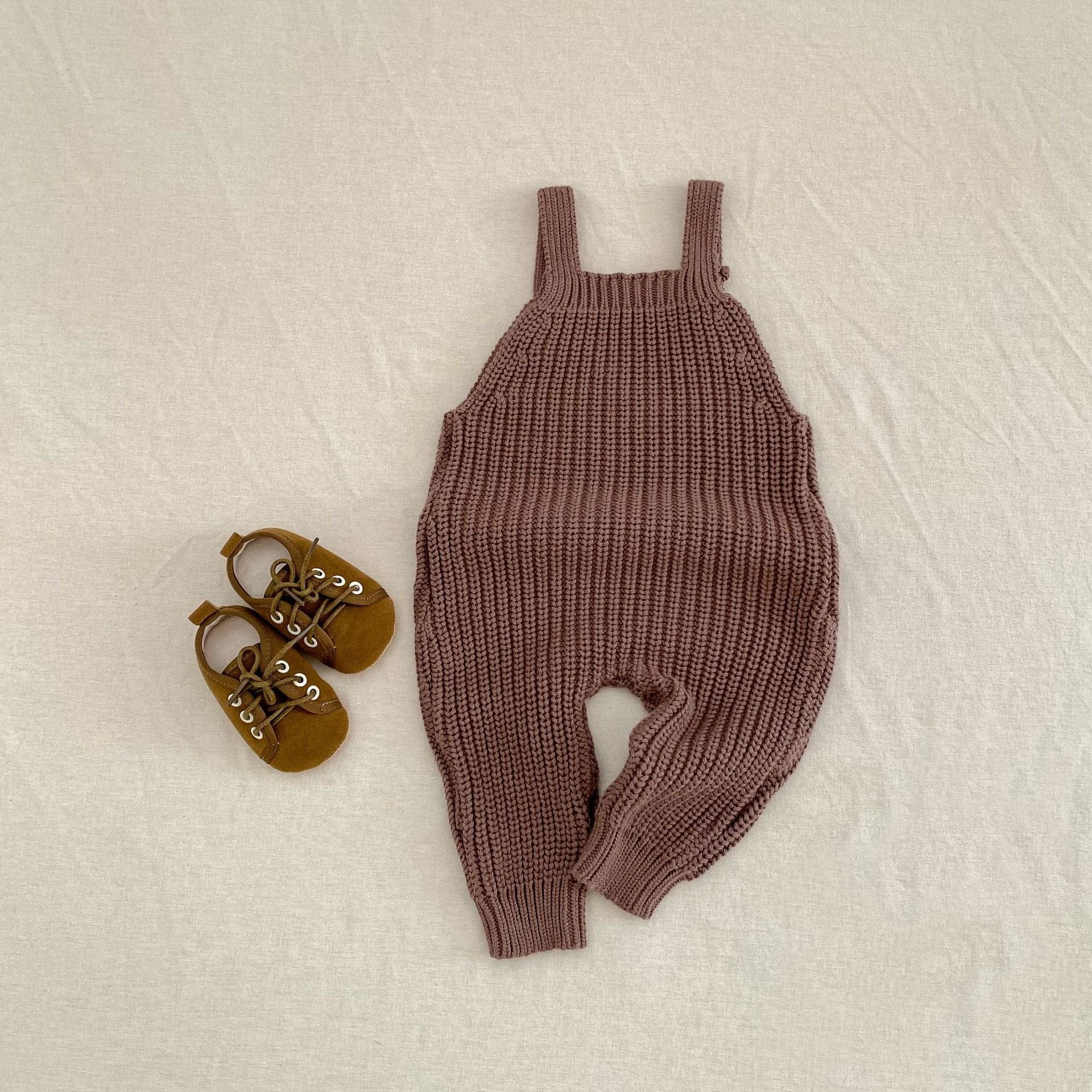 サロペットパンツ・サスペンダーパンツ リブ編みニットサロペットパンツロンパース【mh0010840】