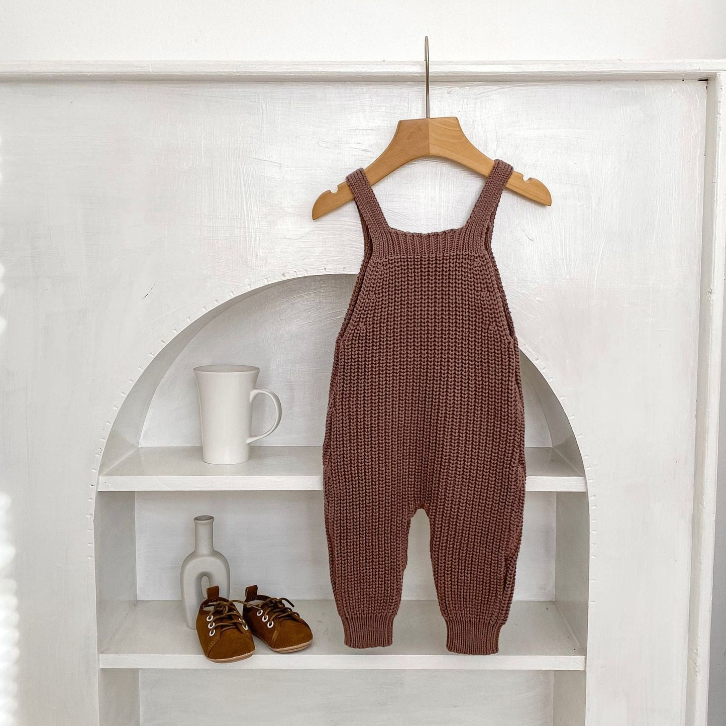 サロペットパンツ・サスペンダーパンツ リブ編みニットサロペットパンツロンパース【mh0010840】