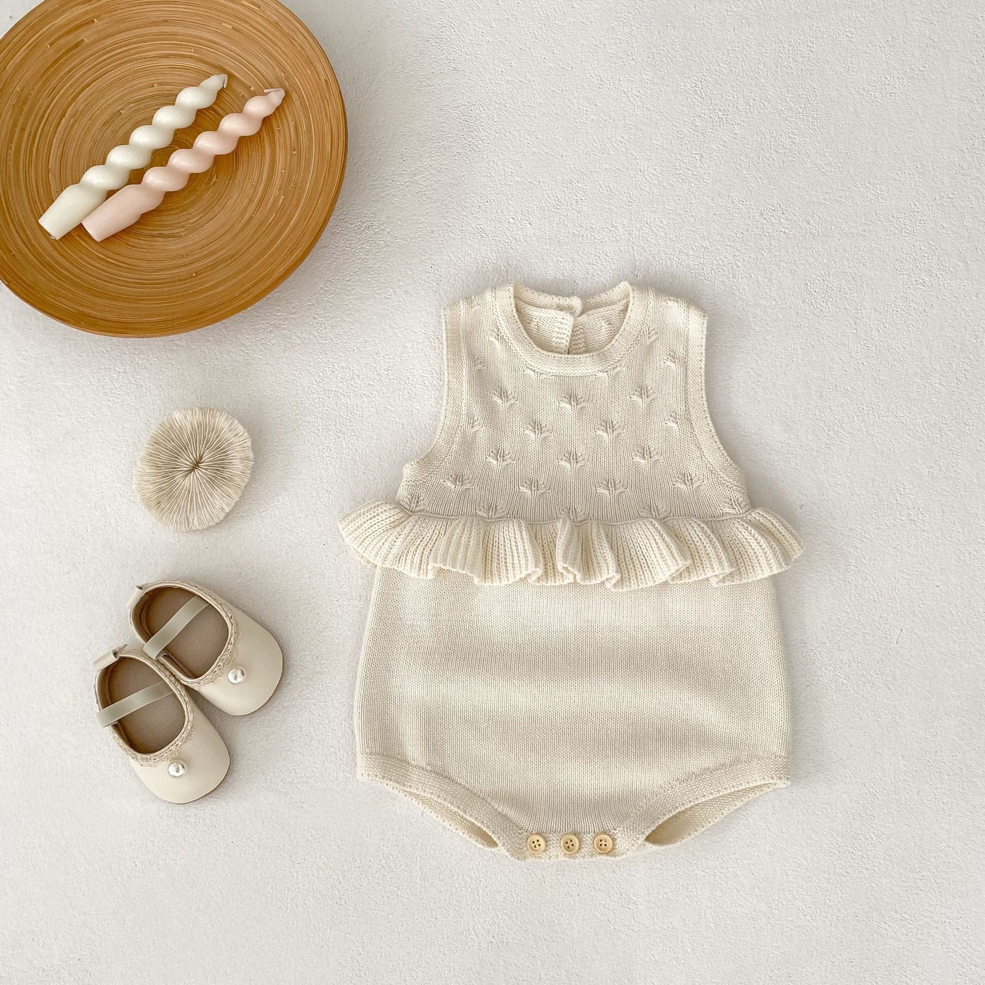 ノースリーブロンパース フリルニットノースリーブロンパース【mh0010841】