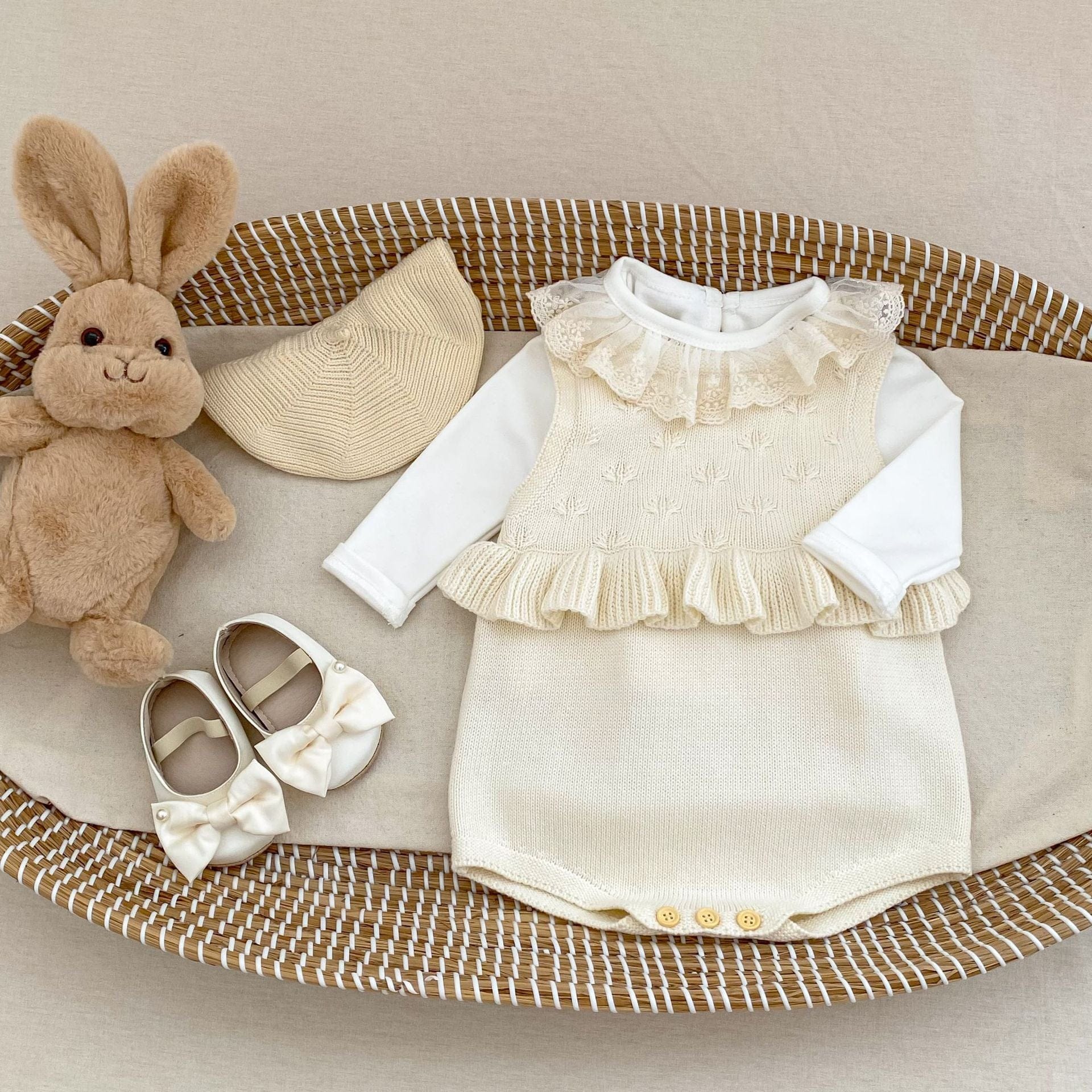 ノースリーブロンパース フリルニットノースリーブロンパース【mh0010841】