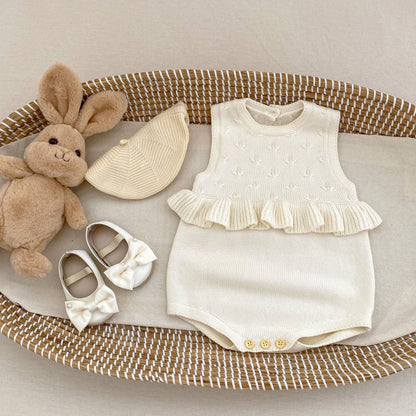 ノースリーブロンパース フリルニットノースリーブロンパース【mh0010841】