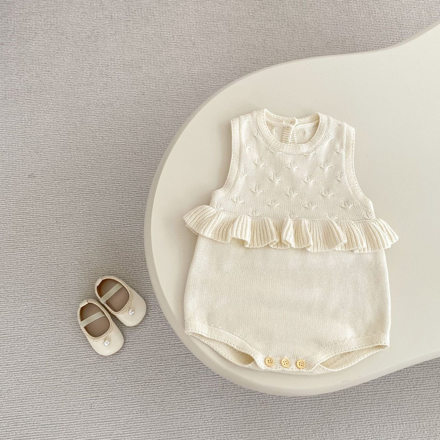 ノースリーブロンパース フリルニットノースリーブロンパース【mh0010841】