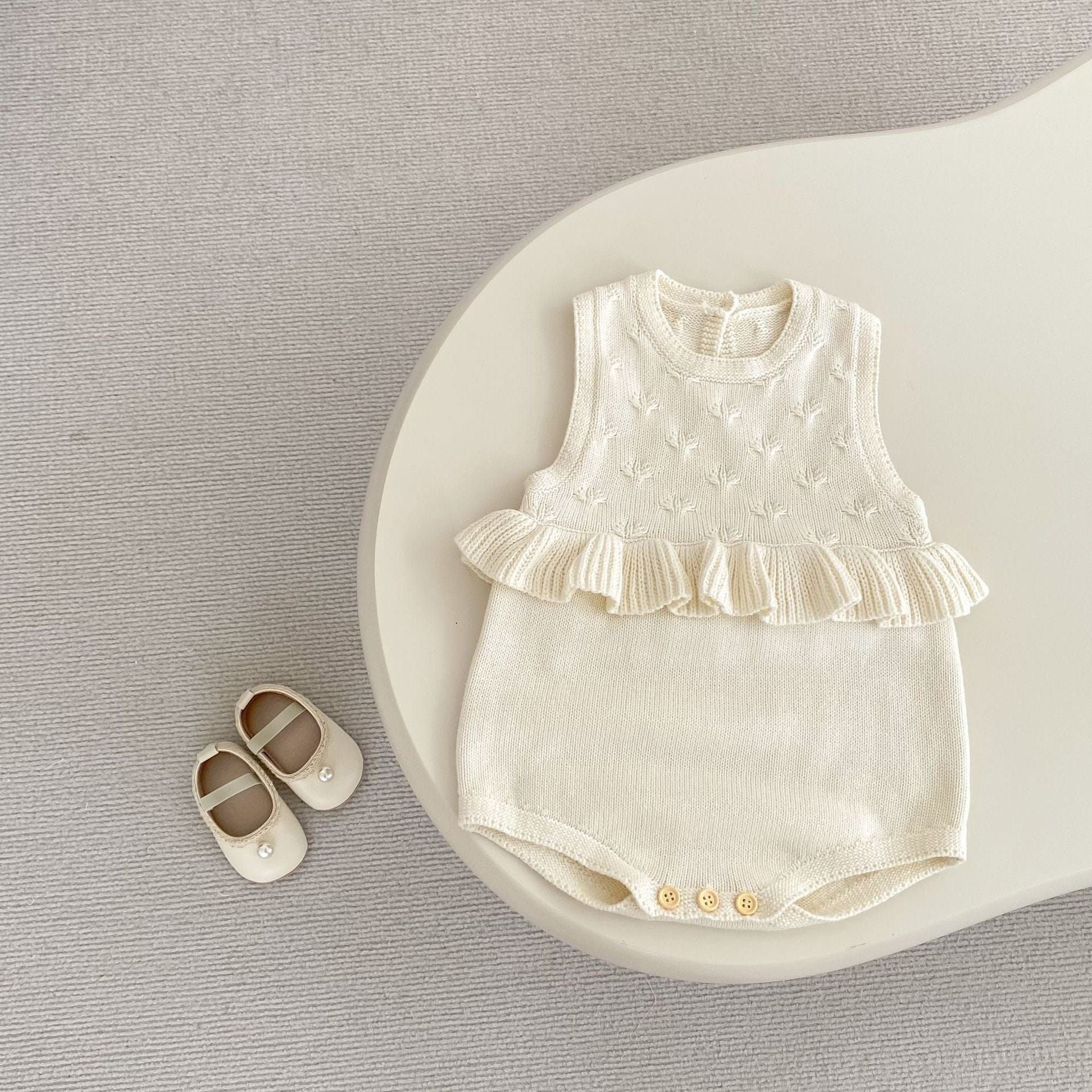 ノースリーブロンパース フリルニットノースリーブロンパース【mh0010841】