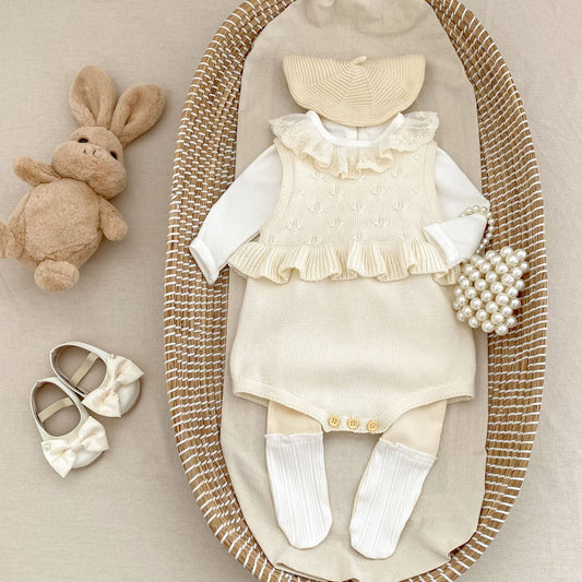 ノースリーブロンパース フリルニットノースリーブロンパース【mh0010841】