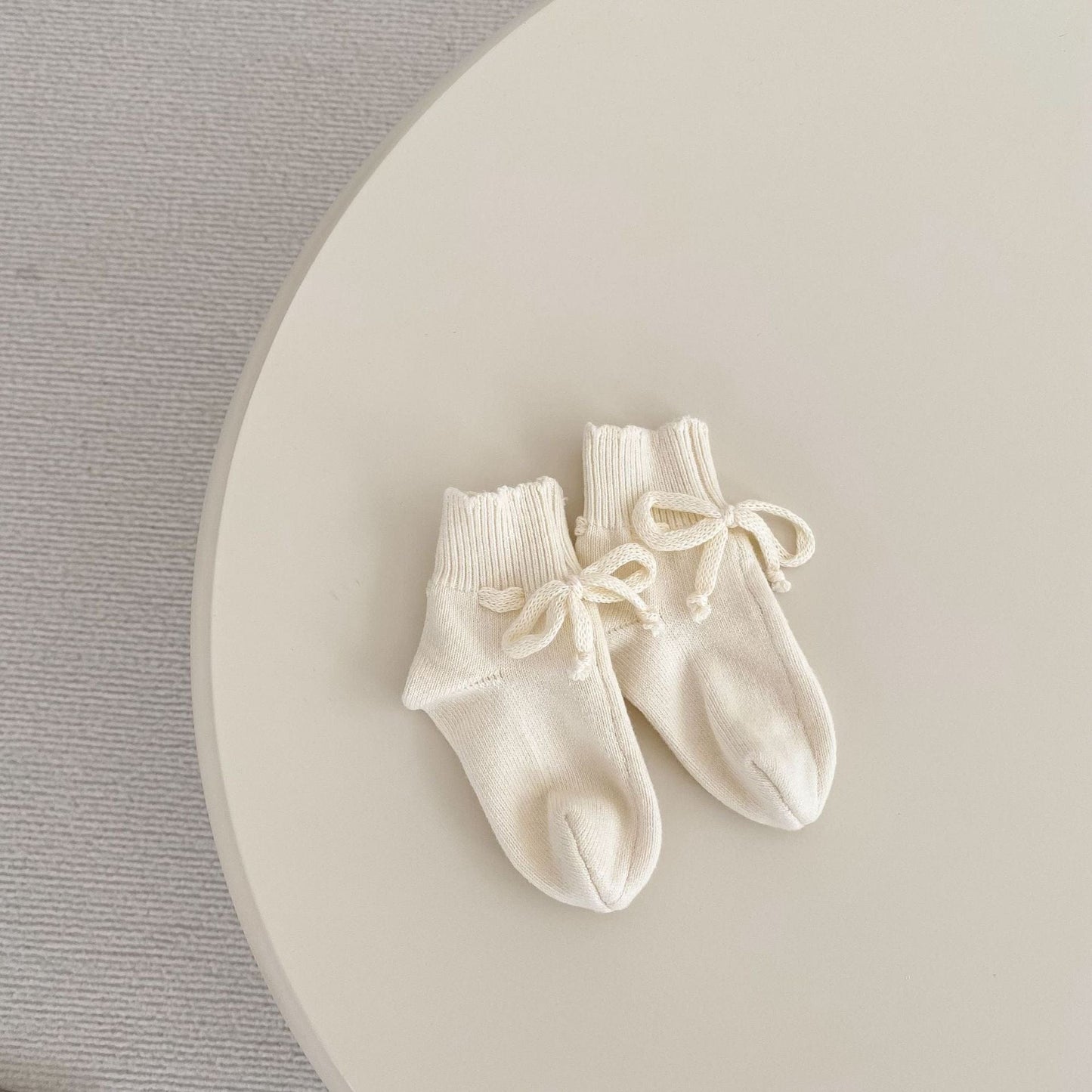 長袖ロンパース フリル襟長袖ニットロンパース/リボンソックス靴下【mh0010844】