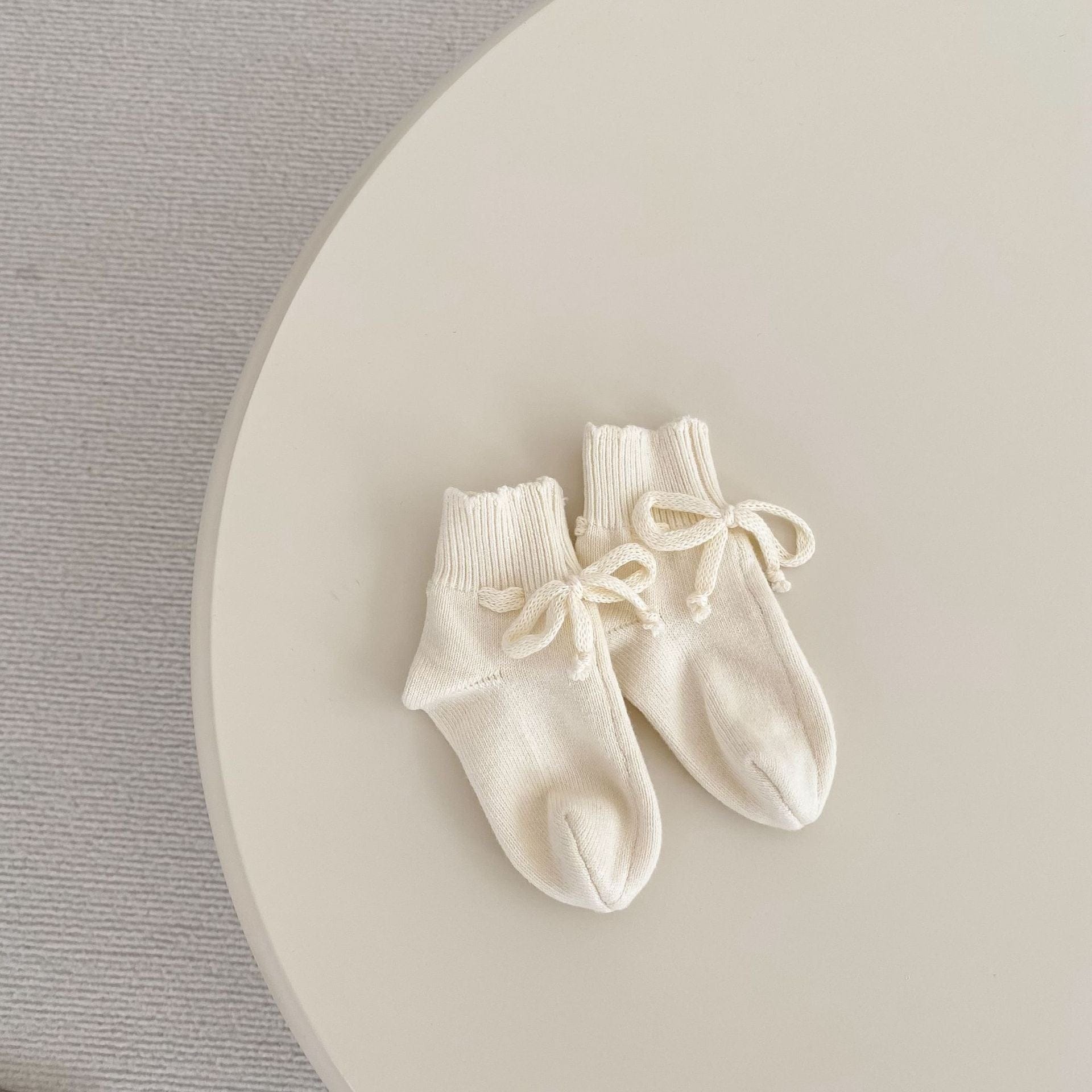 長袖ロンパース フリル襟長袖ニットロンパース/リボンソックス靴下【mh0010844】