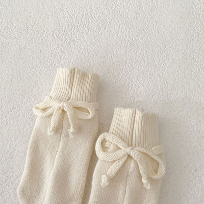長袖ロンパース フリル襟長袖ニットロンパース/リボンソックス靴下【mh0010844】