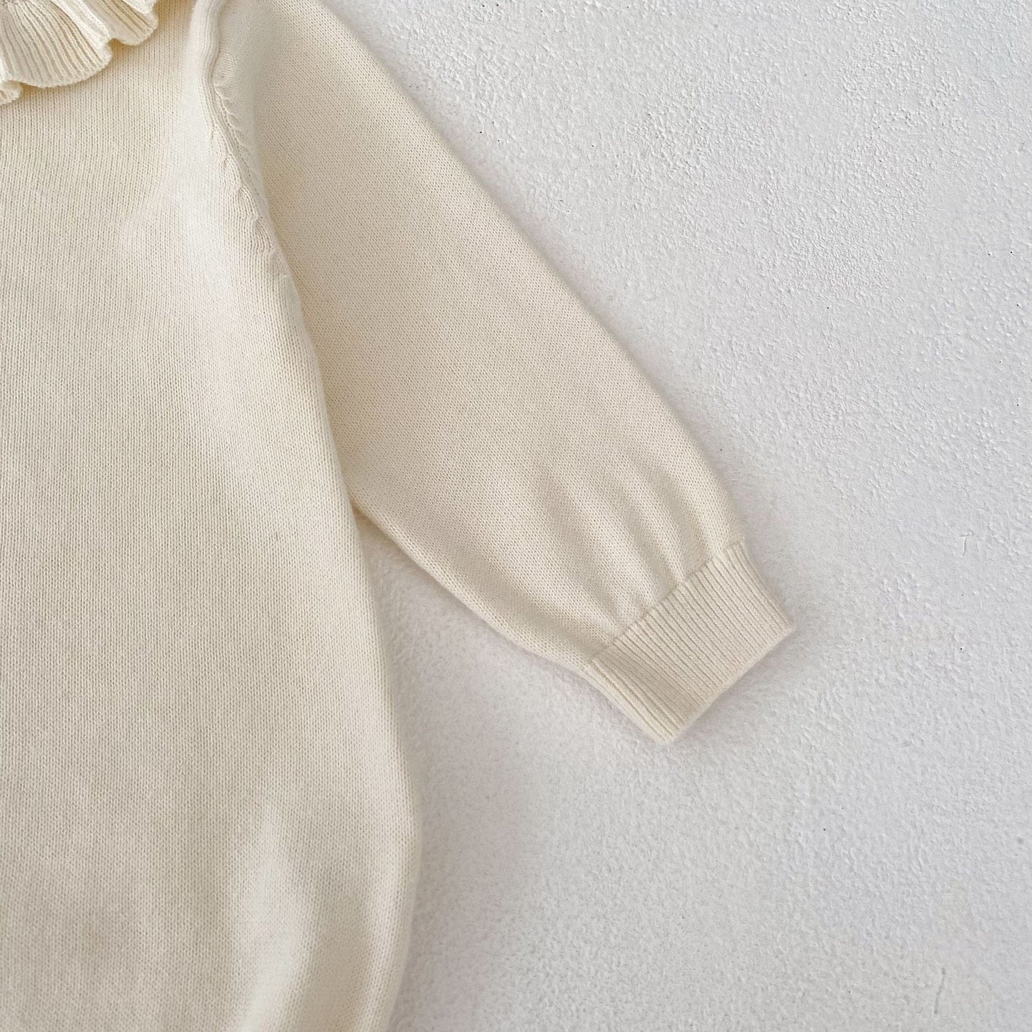 長袖ロンパース フリル襟長袖ニットロンパース/リボンソックス靴下【mh0010844】