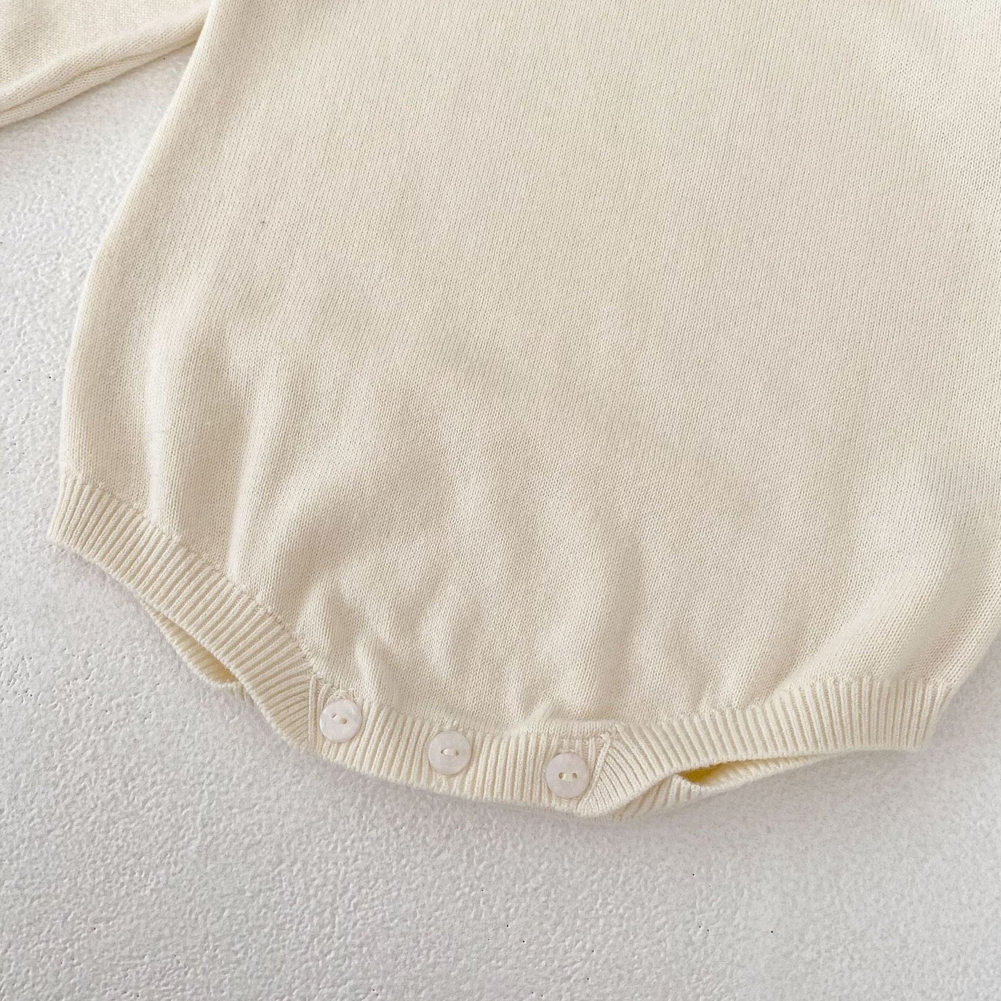 長袖ロンパース フリル襟長袖ニットロンパース/リボンソックス靴下【mh0010844】