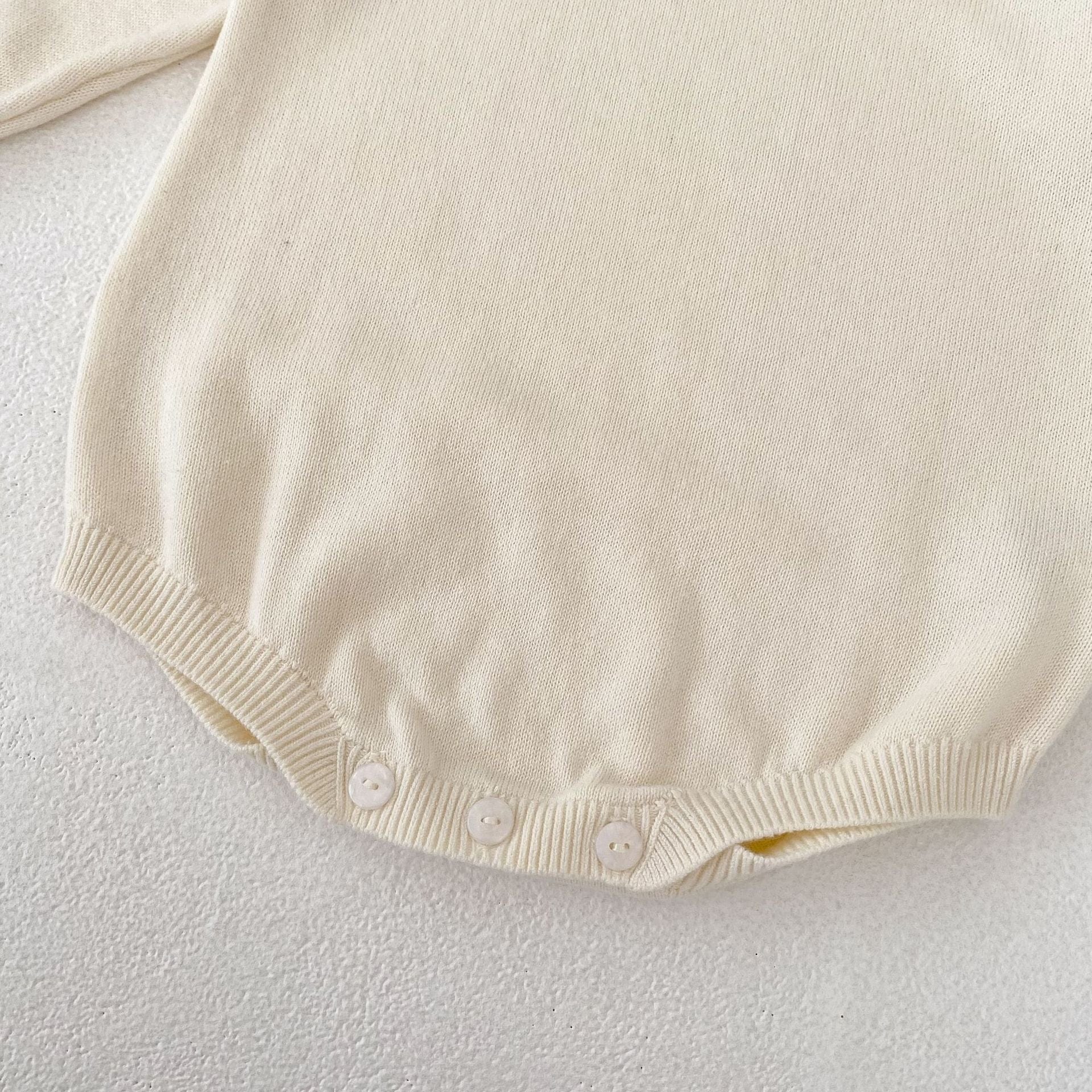 長袖ロンパース フリル襟長袖ニットロンパース/リボンソックス靴下【mh0010844】