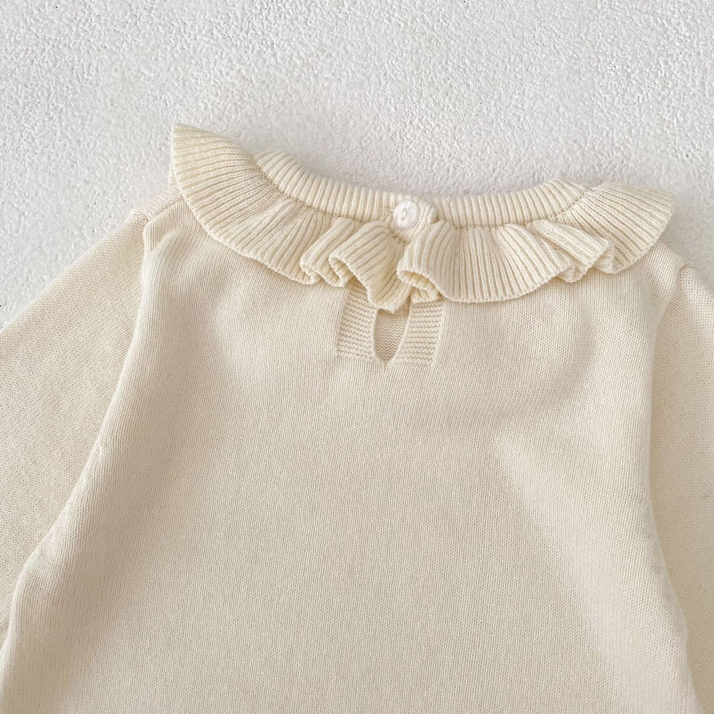 長袖ロンパース フリル襟長袖ニットロンパース/リボンソックス靴下【mh0010844】