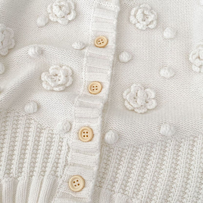 カーディガン・パーカー かぎ編みフラワーニットカーディガン【mh0010846】