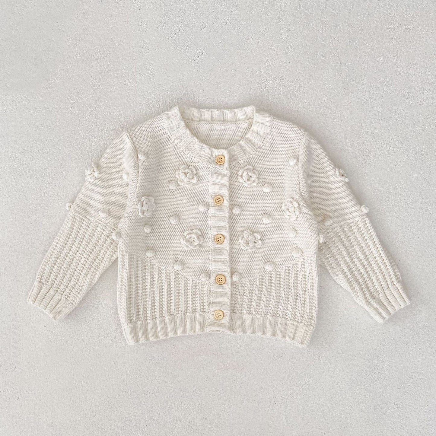 カーディガン・パーカー かぎ編みフラワーニットカーディガン【mh0010846】