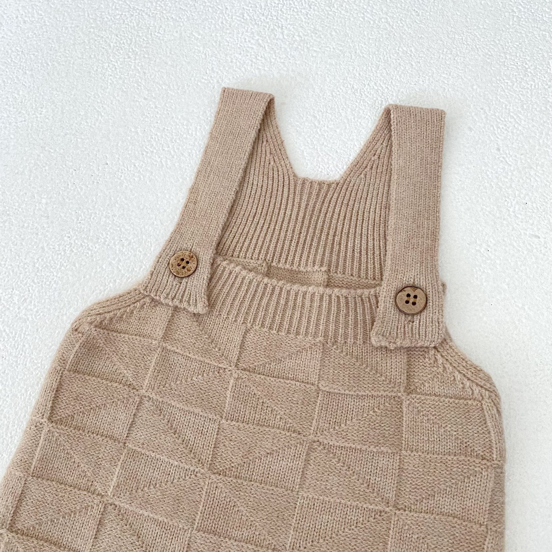 サロペットパンツ・サスペンダーパンツ 柄編みニットサロペットロンパース【mh0010847】