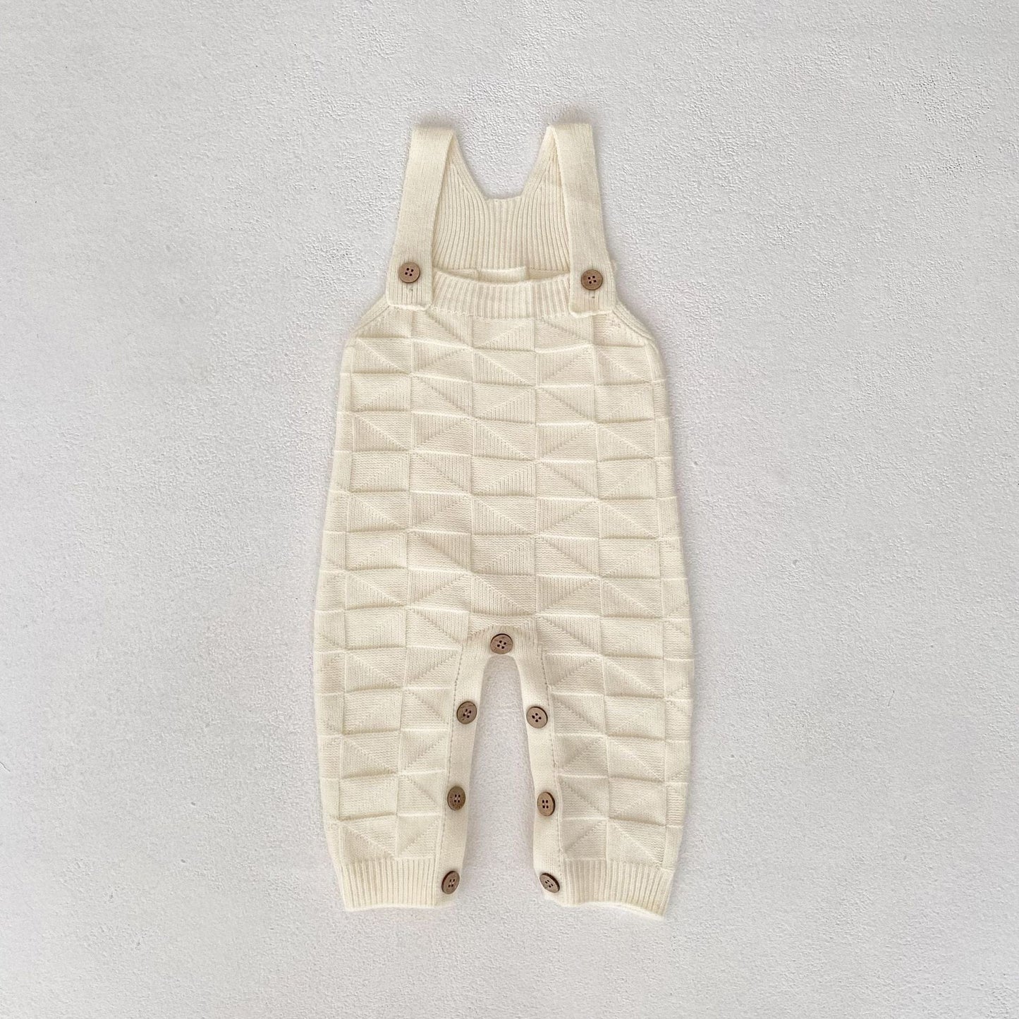 サロペットパンツ・サスペンダーパンツ 柄編みニットサロペットロンパース【mh0010847】