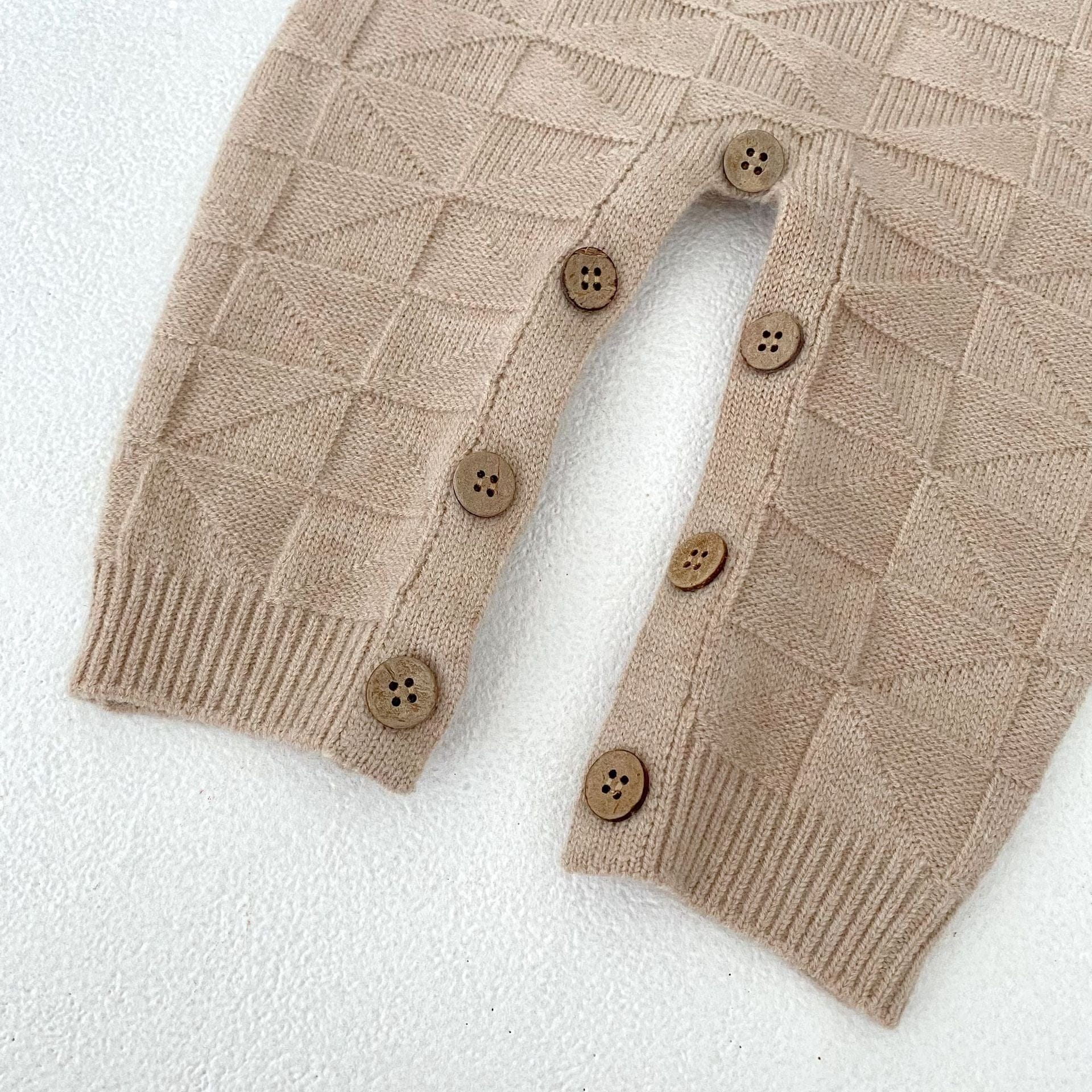 サロペットパンツ・サスペンダーパンツ 柄編みニットサロペットロンパース【mh0010847】