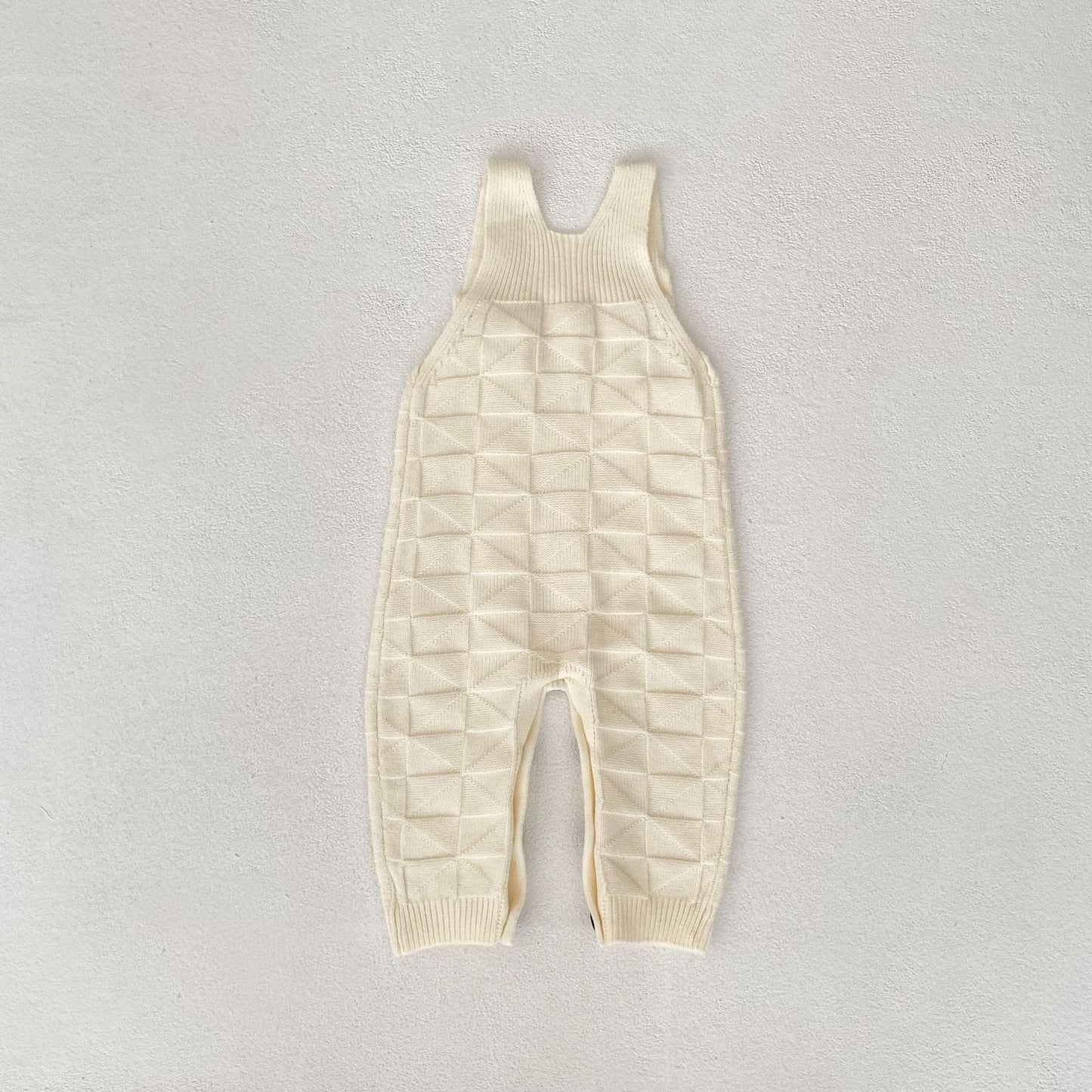 サロペットパンツ・サスペンダーパンツ 柄編みニットサロペットロンパース【mh0010847】