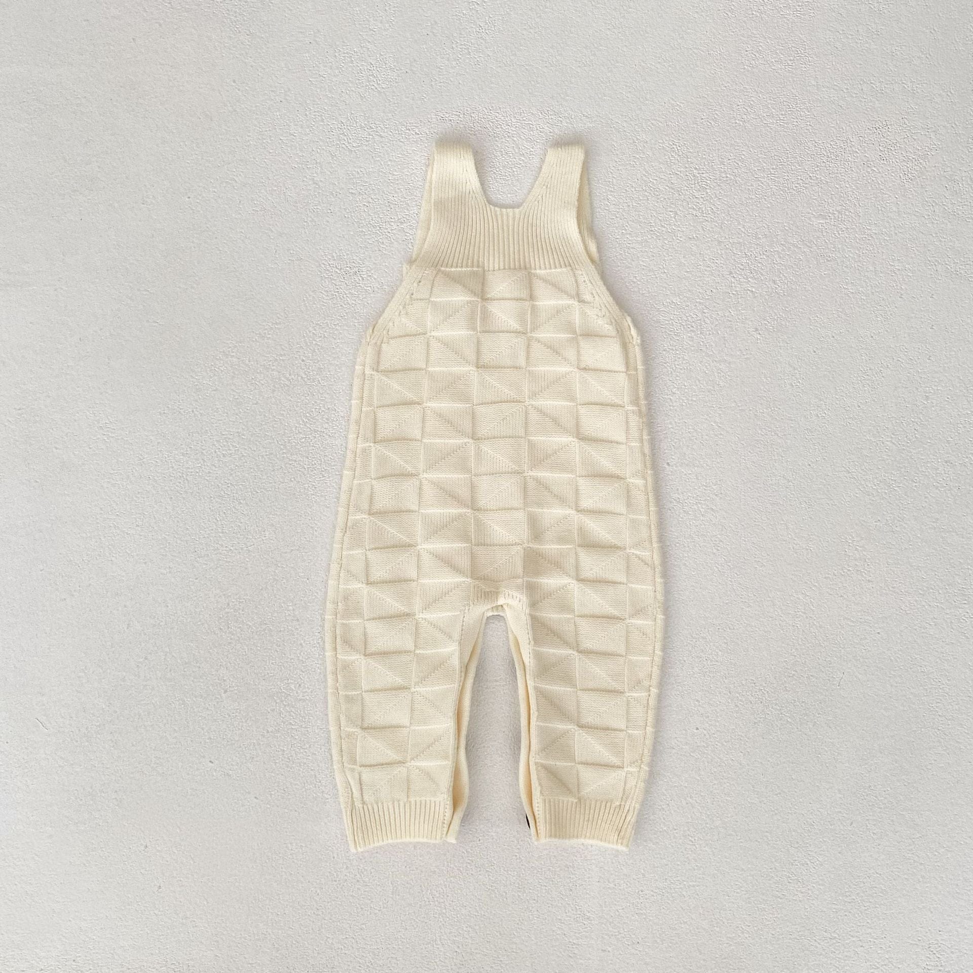 サロペットパンツ・サスペンダーパンツ 柄編みニットサロペットロンパース【mh0010847】