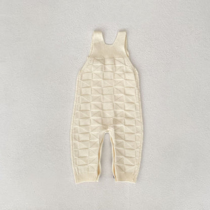 サロペットパンツ・サスペンダーパンツ 柄編みニットサロペットロンパース【mh0010847】