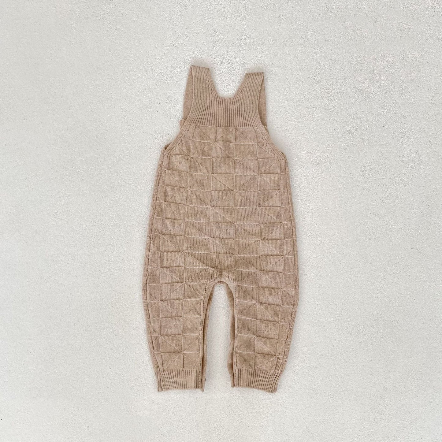 サロペットパンツ・サスペンダーパンツ 柄編みニットサロペットロンパース【mh0010847】