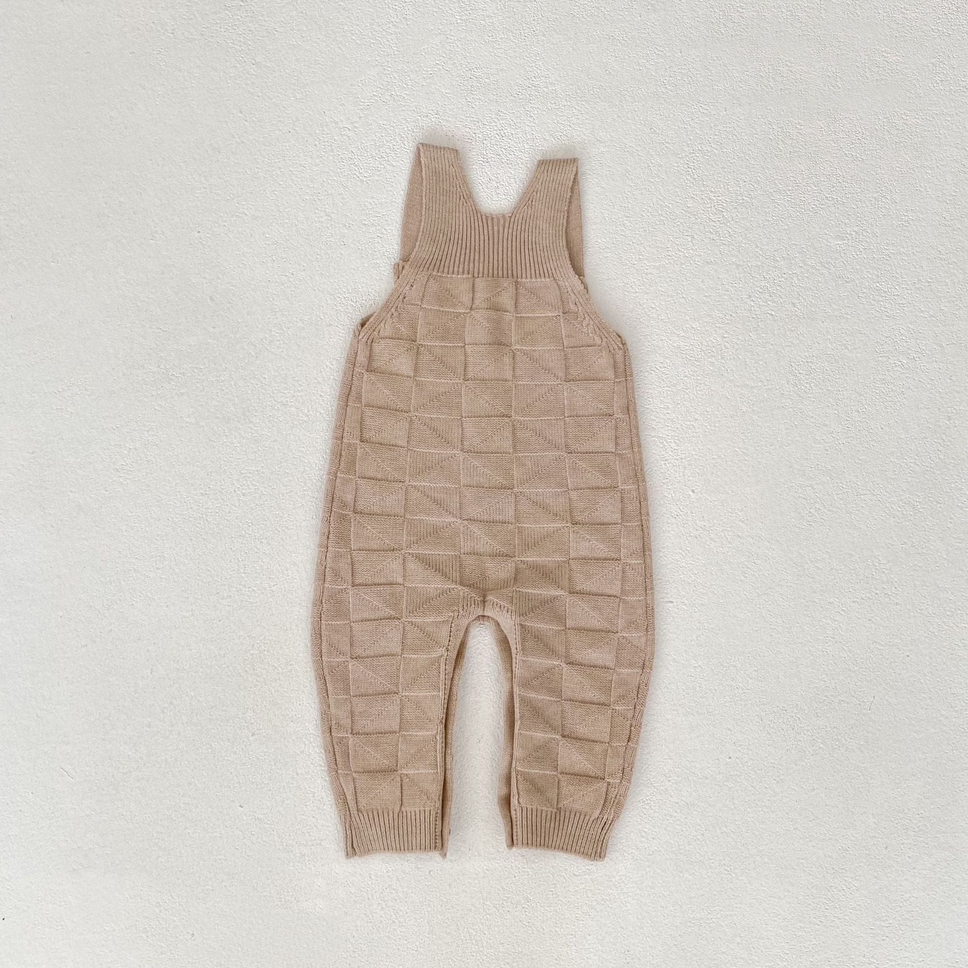 サロペットパンツ・サスペンダーパンツ 柄編みニットサロペットロンパース【mh0010847】