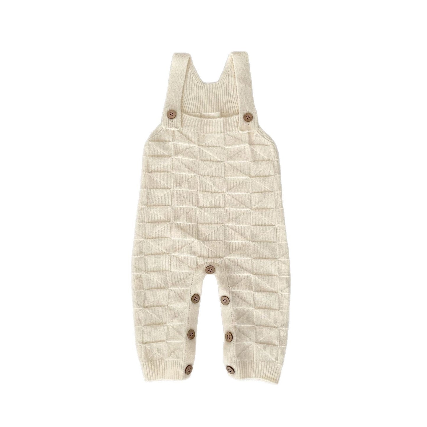 サロペットパンツ・サスペンダーパンツ 柄編みニットサロペットロンパース【mh0010847】