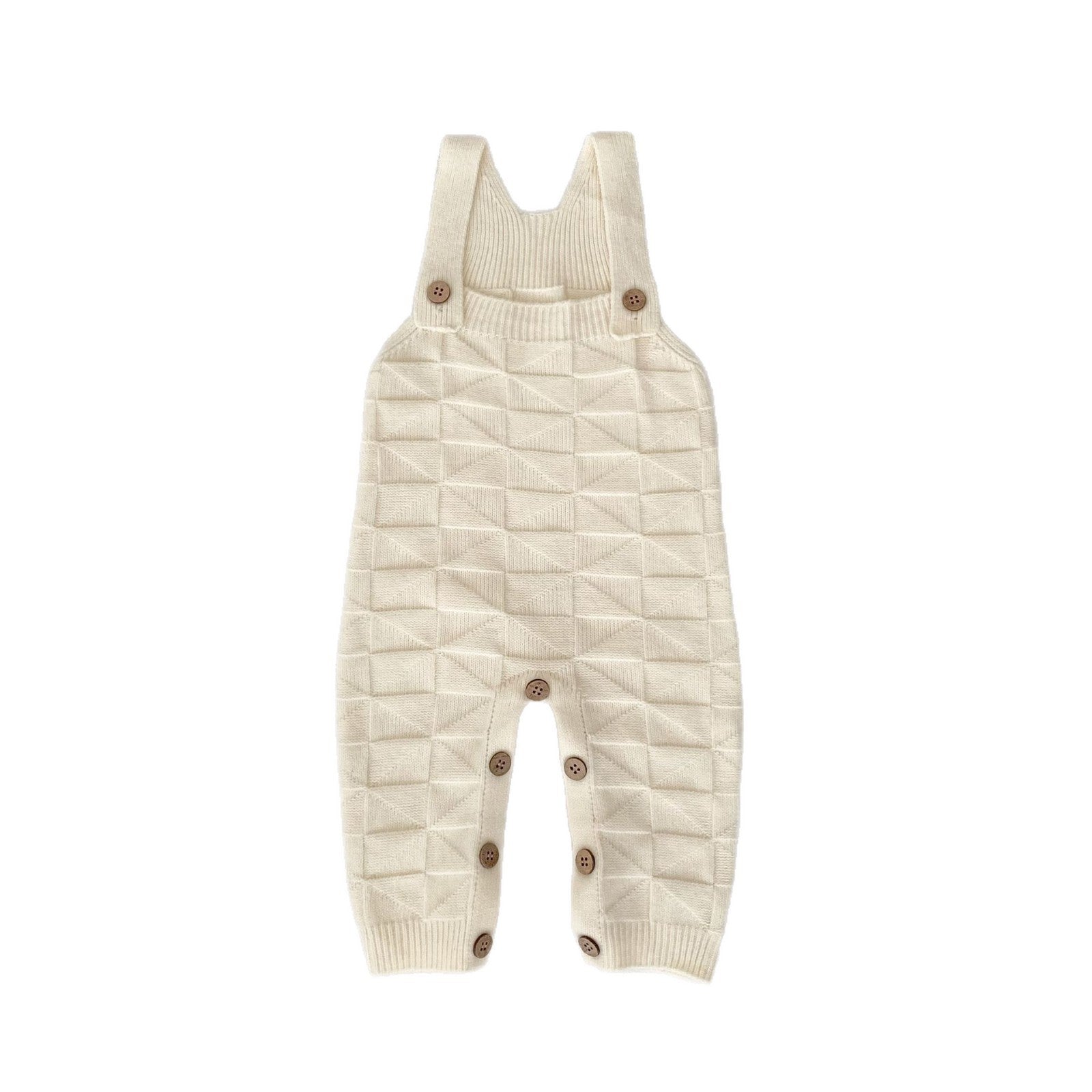 サロペットパンツ・サスペンダーパンツ 柄編みニットサロペットロンパース【mh0010847】