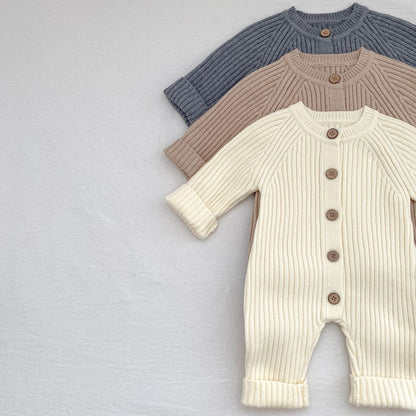 長袖ロンパース リブニット長袖ジャンプスーツ【mh0010849】