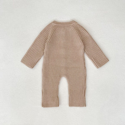 長袖ロンパース リブニット長袖ジャンプスーツ【mh0010849】