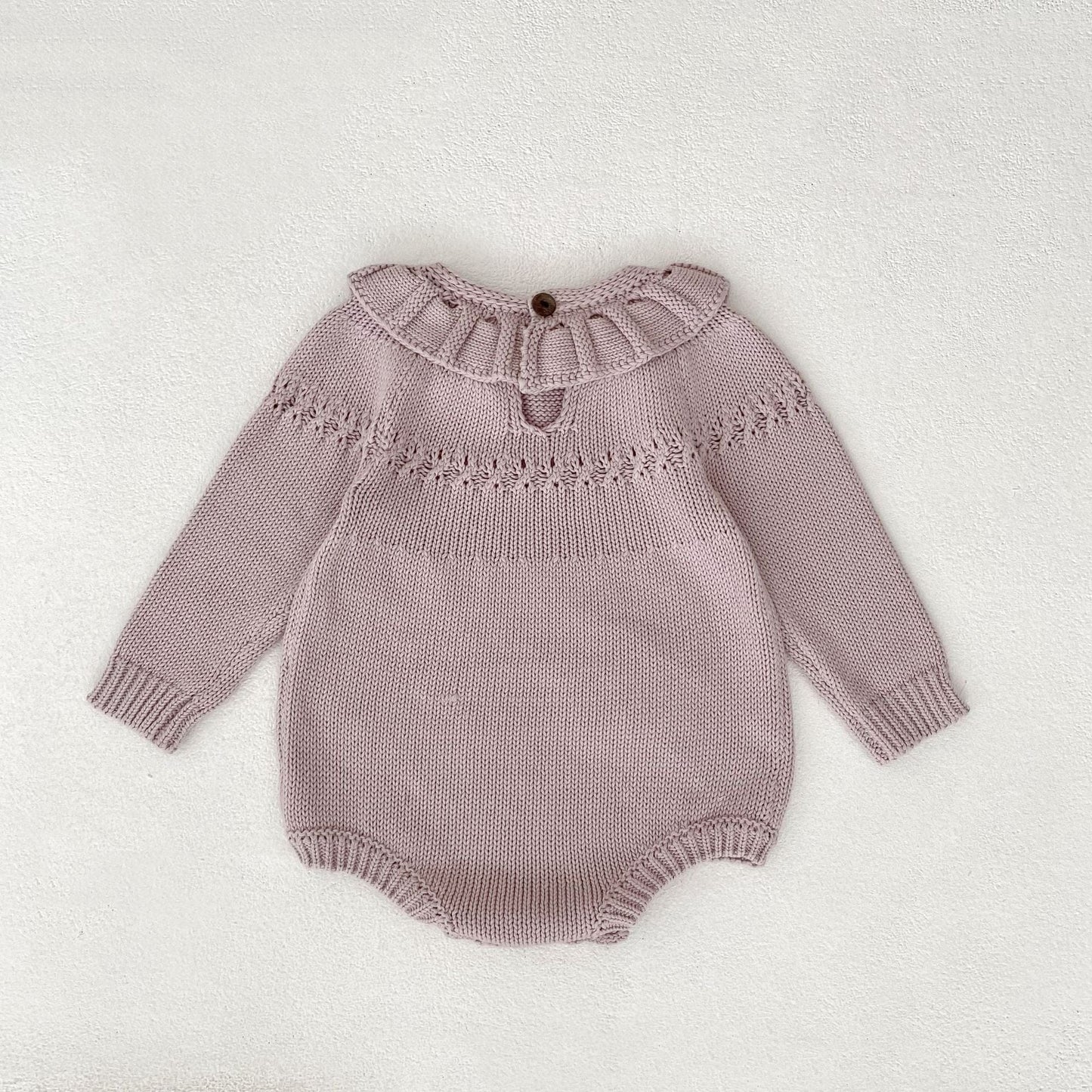 長袖ロンパース ビッグフリル襟花刺繍ニットロンパース【mh0010850】