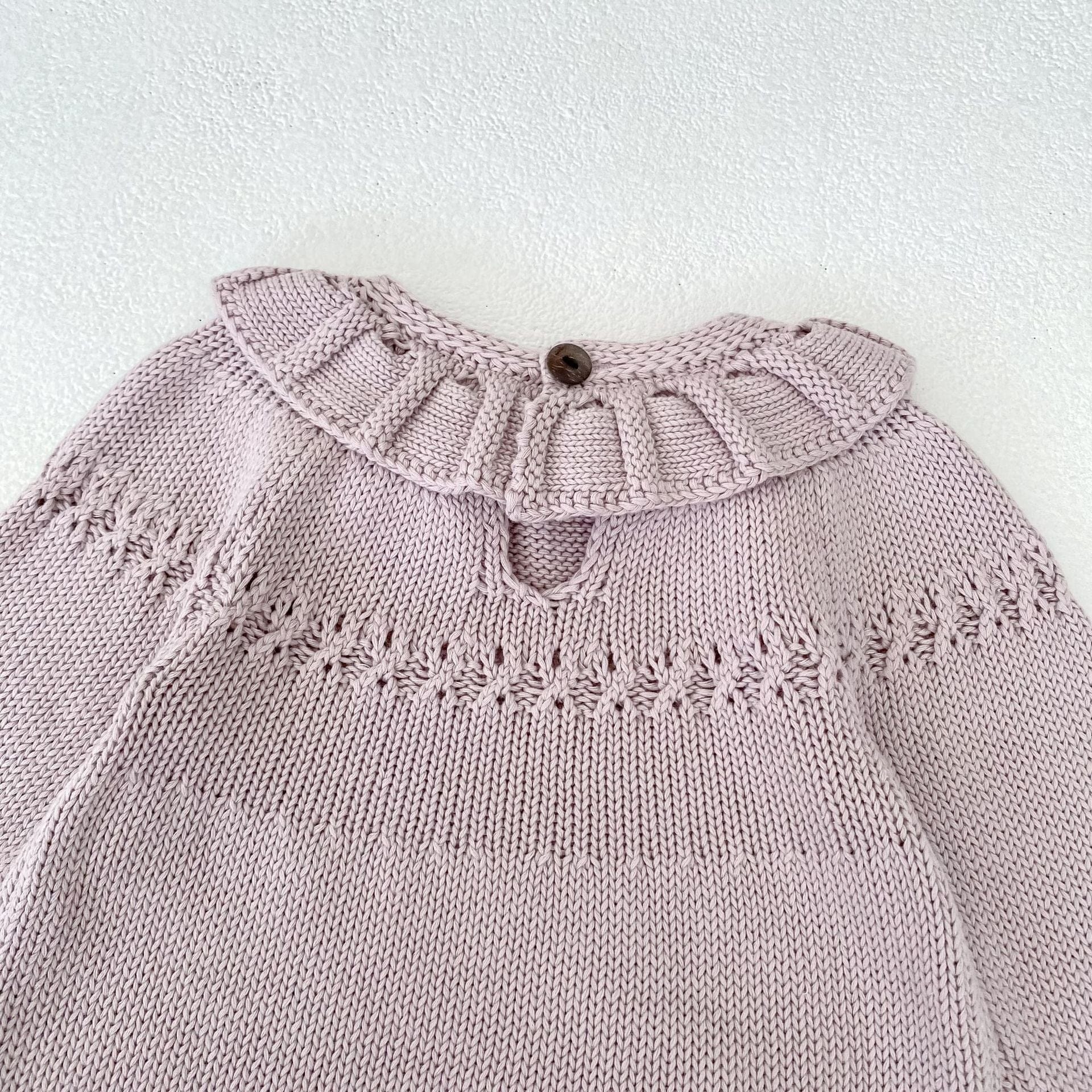 長袖ロンパース ビッグフリル襟花刺繍ニットロンパース【mh0010850】