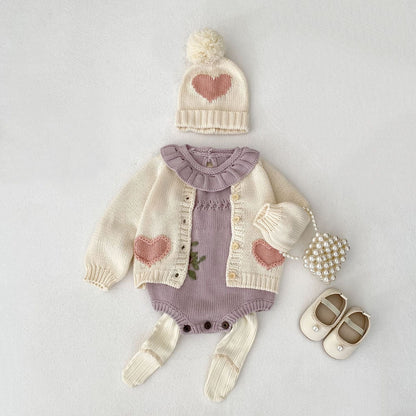 長袖ロンパース ビッグフリル襟花刺繍ニットロンパース【mh0010850】