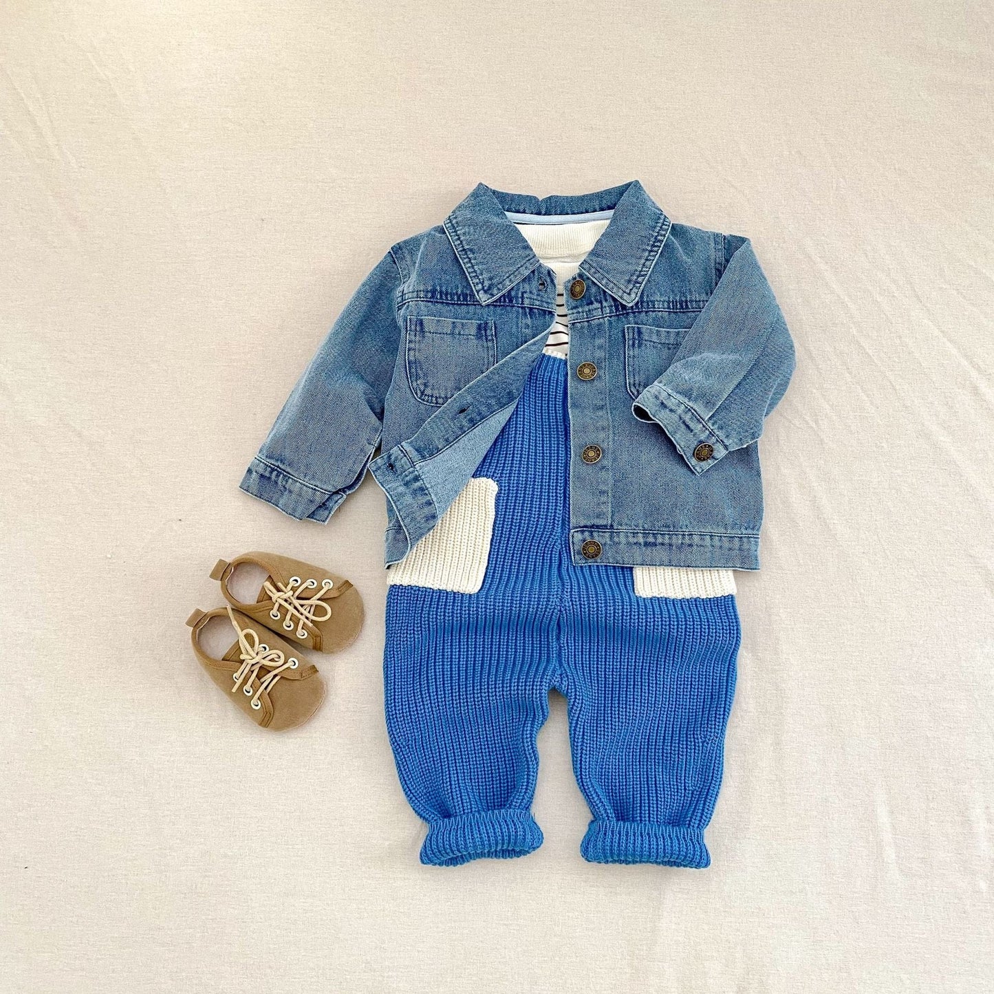 サロペットパンツ・サスペンダーパンツ カラーニットサロペットパンツオーバーオール【mh0010852】