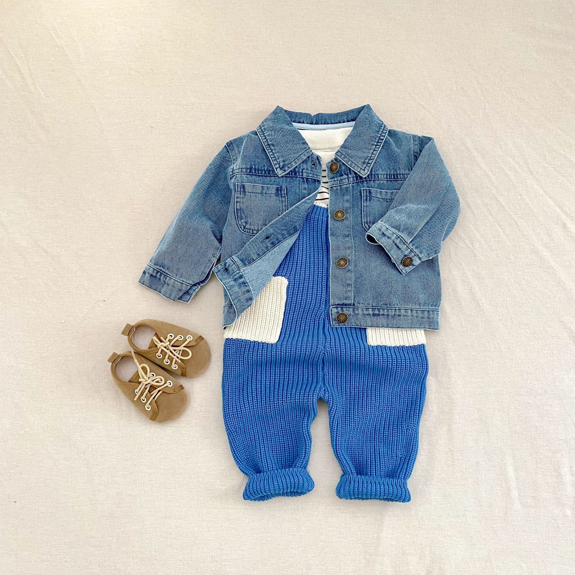 サロペットパンツ・サスペンダーパンツ カラーニットサロペットパンツオーバーオール【mh0010852】