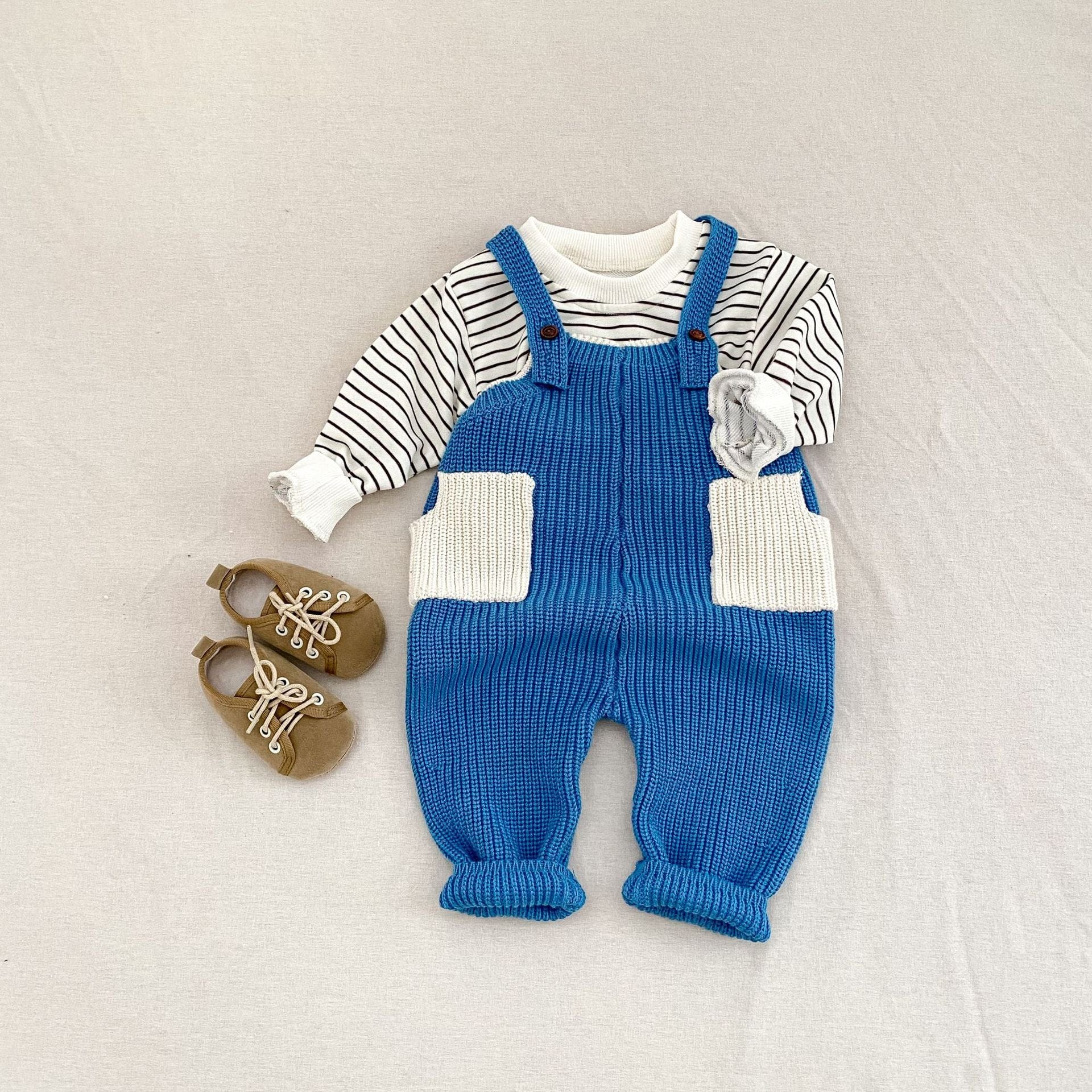 サロペットパンツ・サスペンダーパンツ カラーニットサロペットパンツオーバーオール【mh0010852】