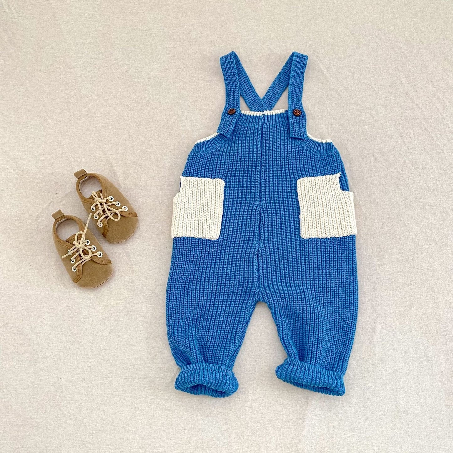 サロペットパンツ・サスペンダーパンツ カラーニットサロペットパンツオーバーオール【mh0010852】