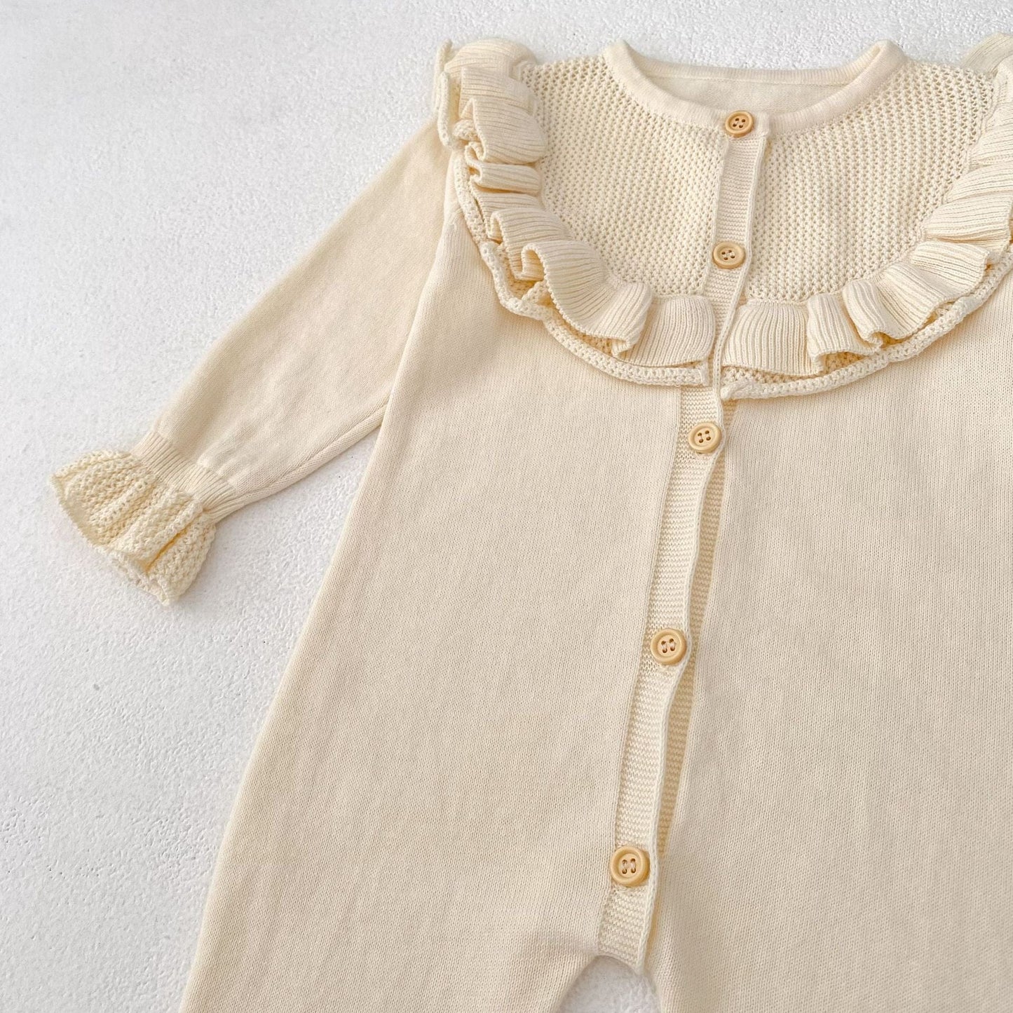 長袖ロンパース ビッグフリル襟ニットロンパース【mh0010853】