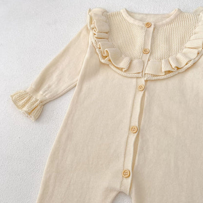 長袖ロンパース ビッグフリル襟ニットロンパース【mh0010853】