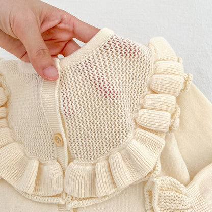 長袖ロンパース ビッグフリル襟ニットロンパース【mh0010853】