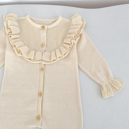 長袖ロンパース ビッグフリル襟ニットロンパース【mh0010853】