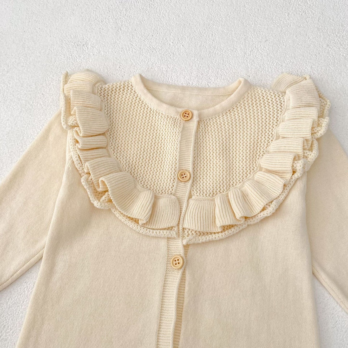 長袖ロンパース ビッグフリル襟ニットロンパース【mh0010853】