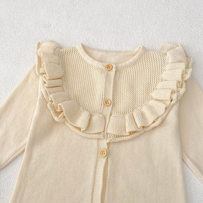 長袖ロンパース ビッグフリル襟ニットロンパース【mh0010853】