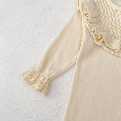 長袖ロンパース ビッグフリル襟ニットロンパース【mh0010853】