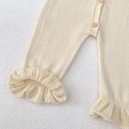 長袖ロンパース ビッグフリル襟ニットロンパース【mh0010853】