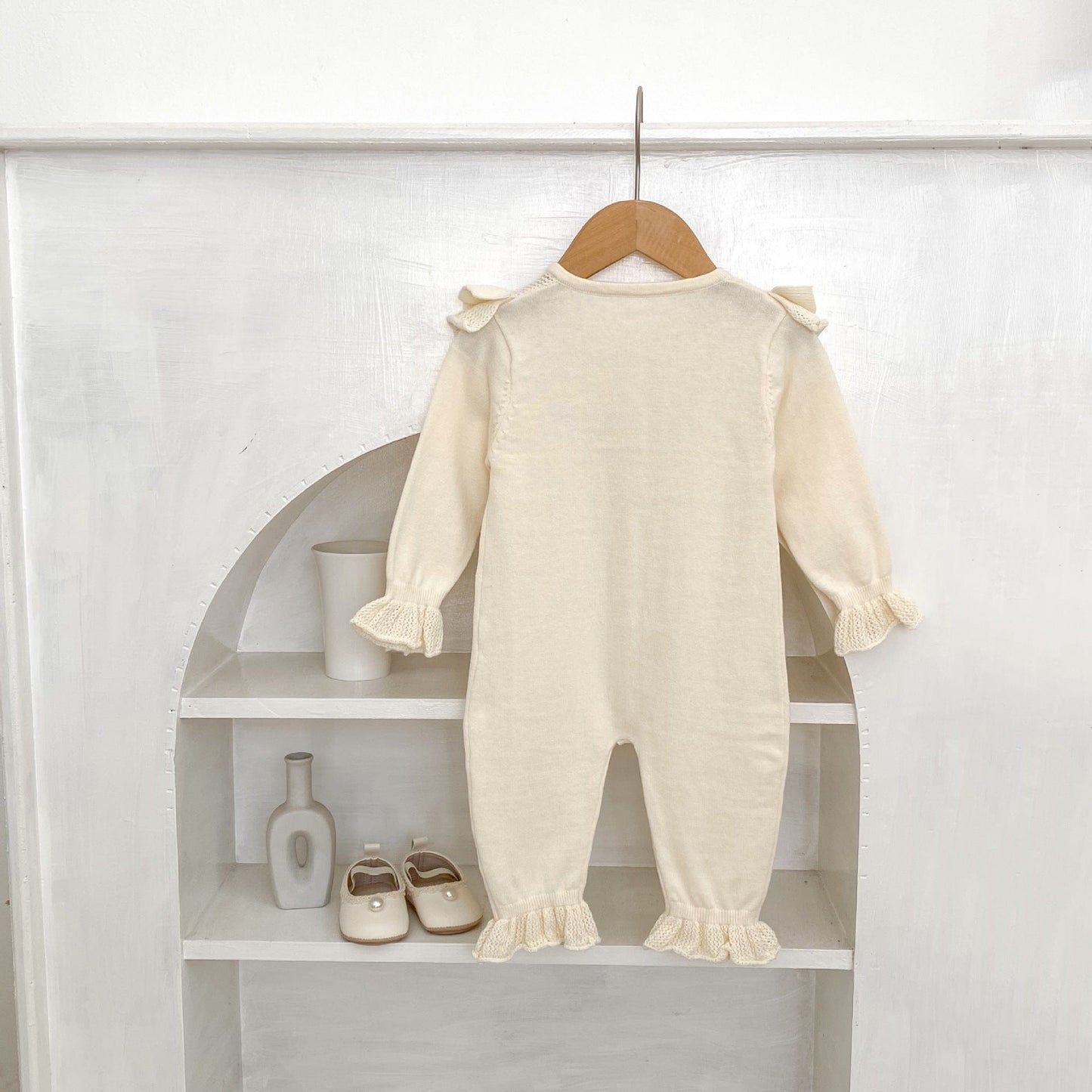 長袖ロンパース ビッグフリル襟ニットロンパース【mh0010853】