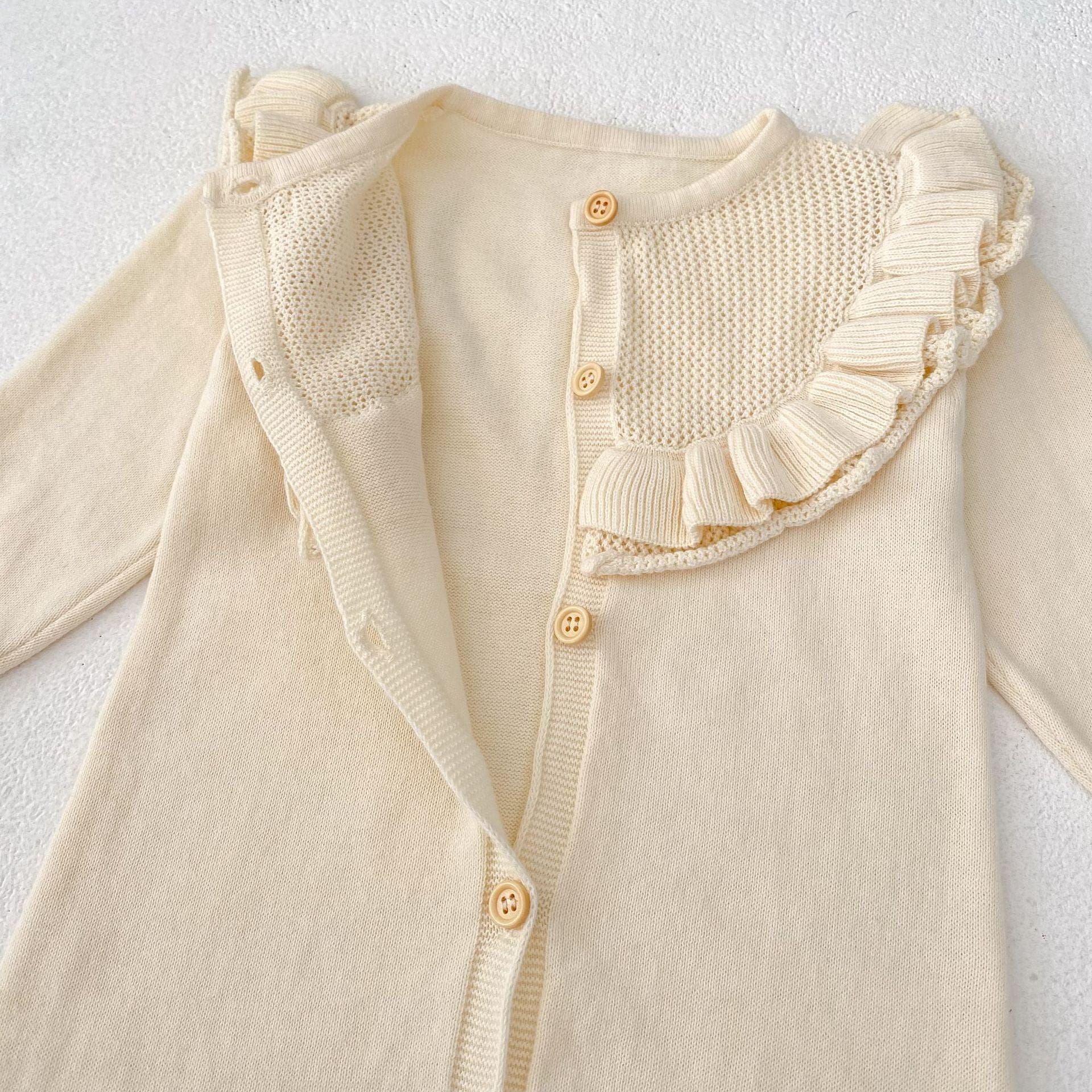 長袖ロンパース ビッグフリル襟ニットロンパース【mh0010853】